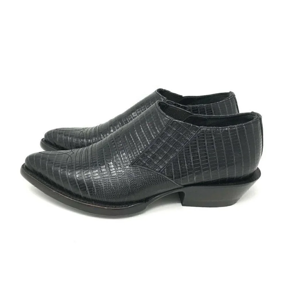 Ash Tequila Booties Black Lizard Embossed 7 NEW